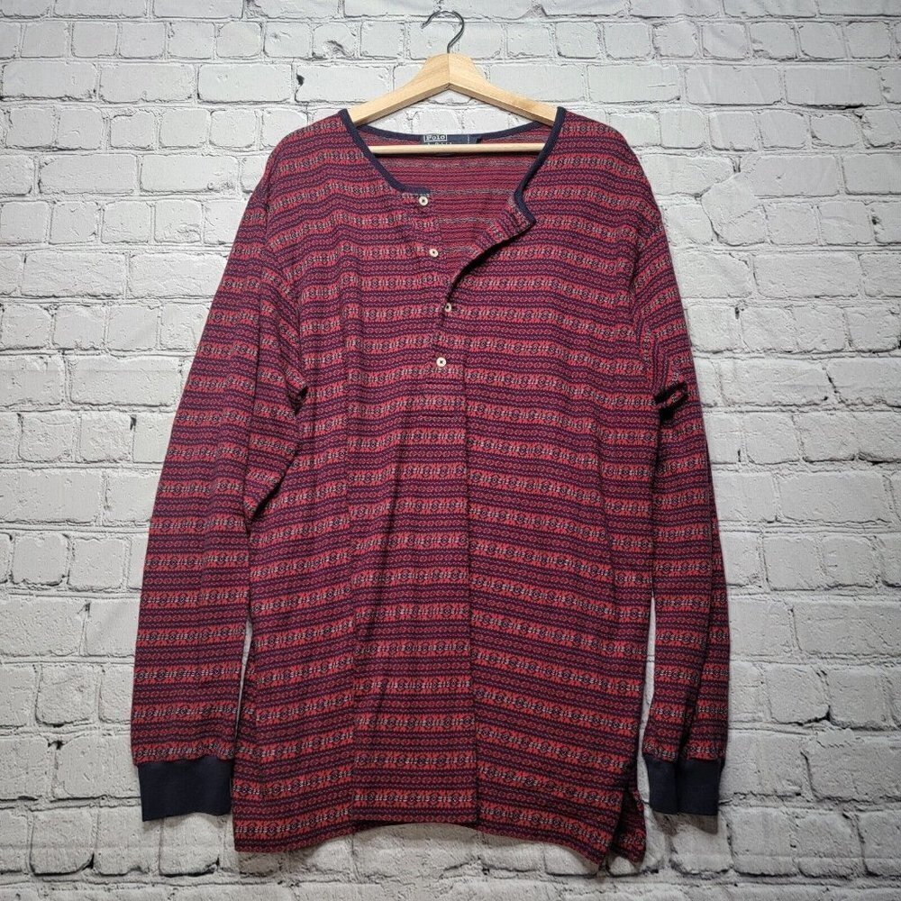 Vintage Polo By Ralph Lauren 100% Cotton Red Blue Sweater Size‎ L